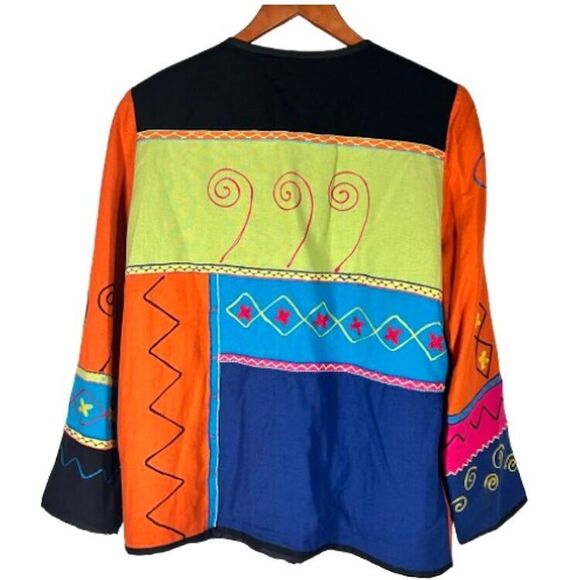Indigo Moon Jacket S Lightweight Colorful Art to Wear Ceramic Toggle Buttons - Picture 6 of 8